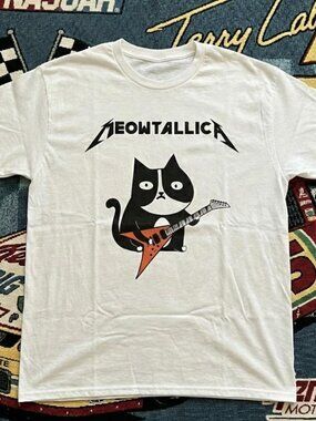 Metallica Meowtallica White t-shirt